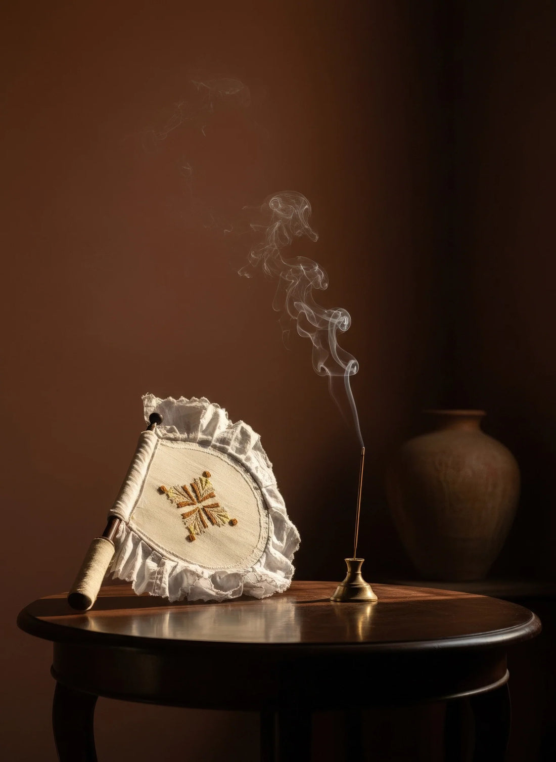 Punjabi embroidered fan  - Fulkhari founder's inspiration for natural skincare brand