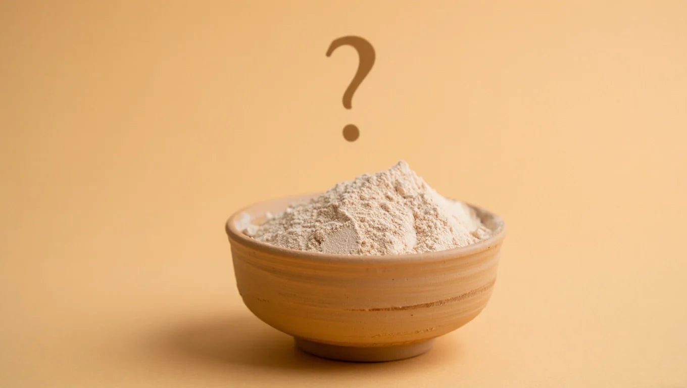 Fuller's Earth clay with caution symbol - safety guide and potential side effects information