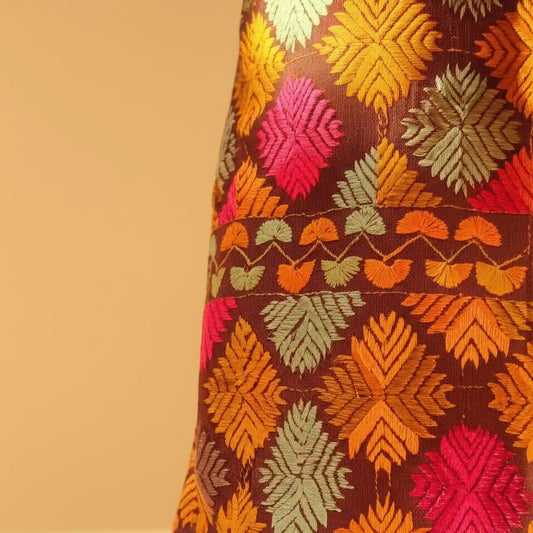 Traditional Phulkari embroidery pattern - inspiration behind Fulkhari natural skincare brand name