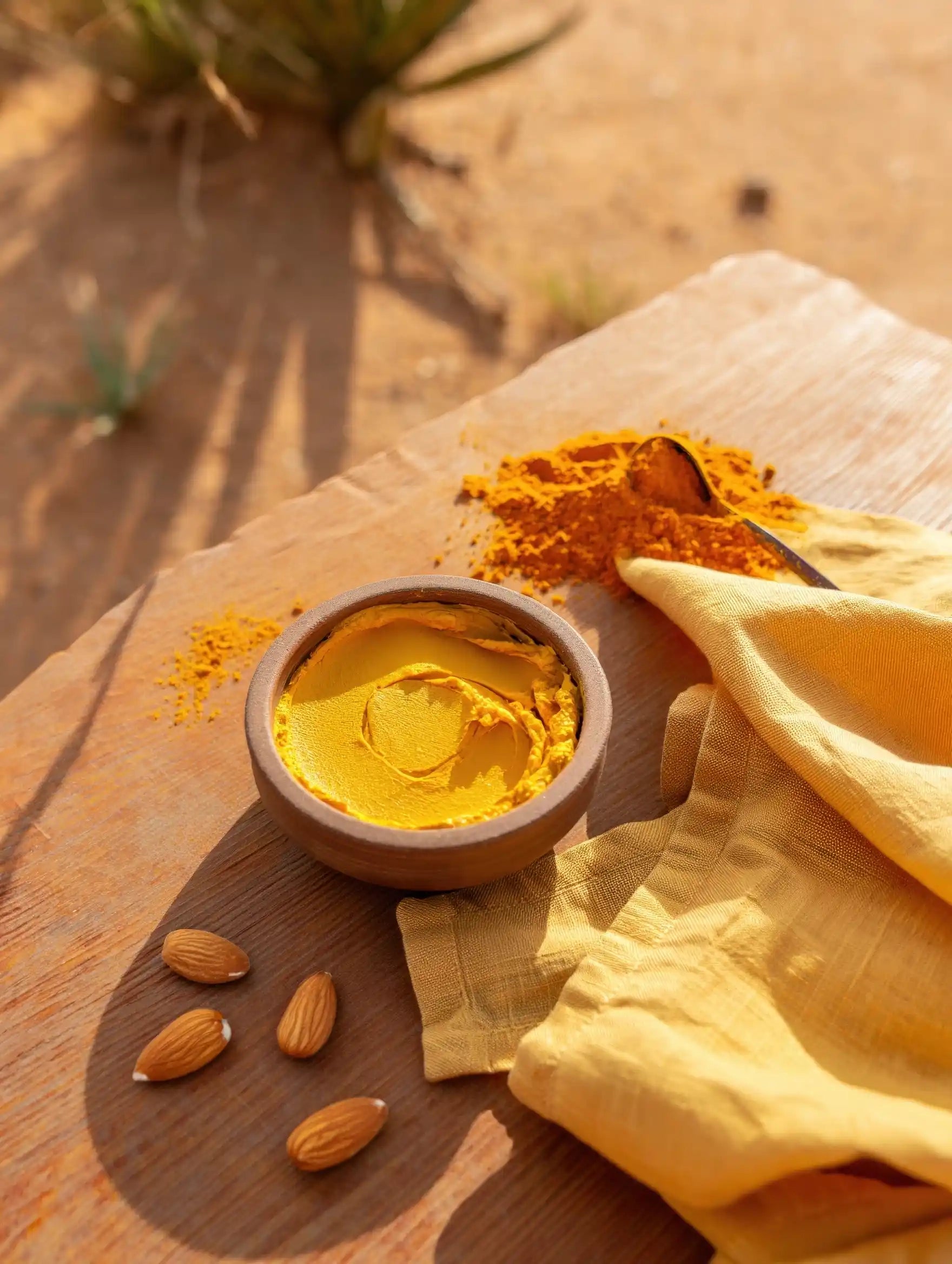 Traditional Ubtan face mask ingredients - turmeric, chickpea flour, and natural kitchen skincare