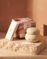 Fulkhari Rose Meadows skincare packaging set featuring the Multani Mitti clay jar and spoon.
